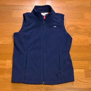 Vineyard Vines Navy Fleece Vest with Coral Trim